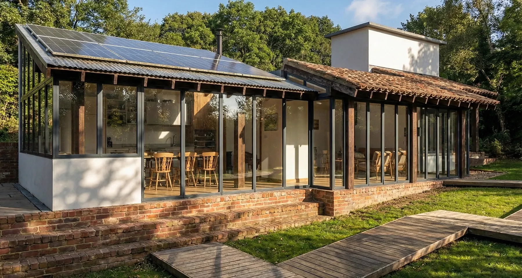 Casa com varanda envidraçada — arquitetura residencial