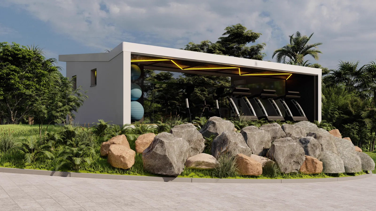 Espaço fitness — arquitetura comercial
