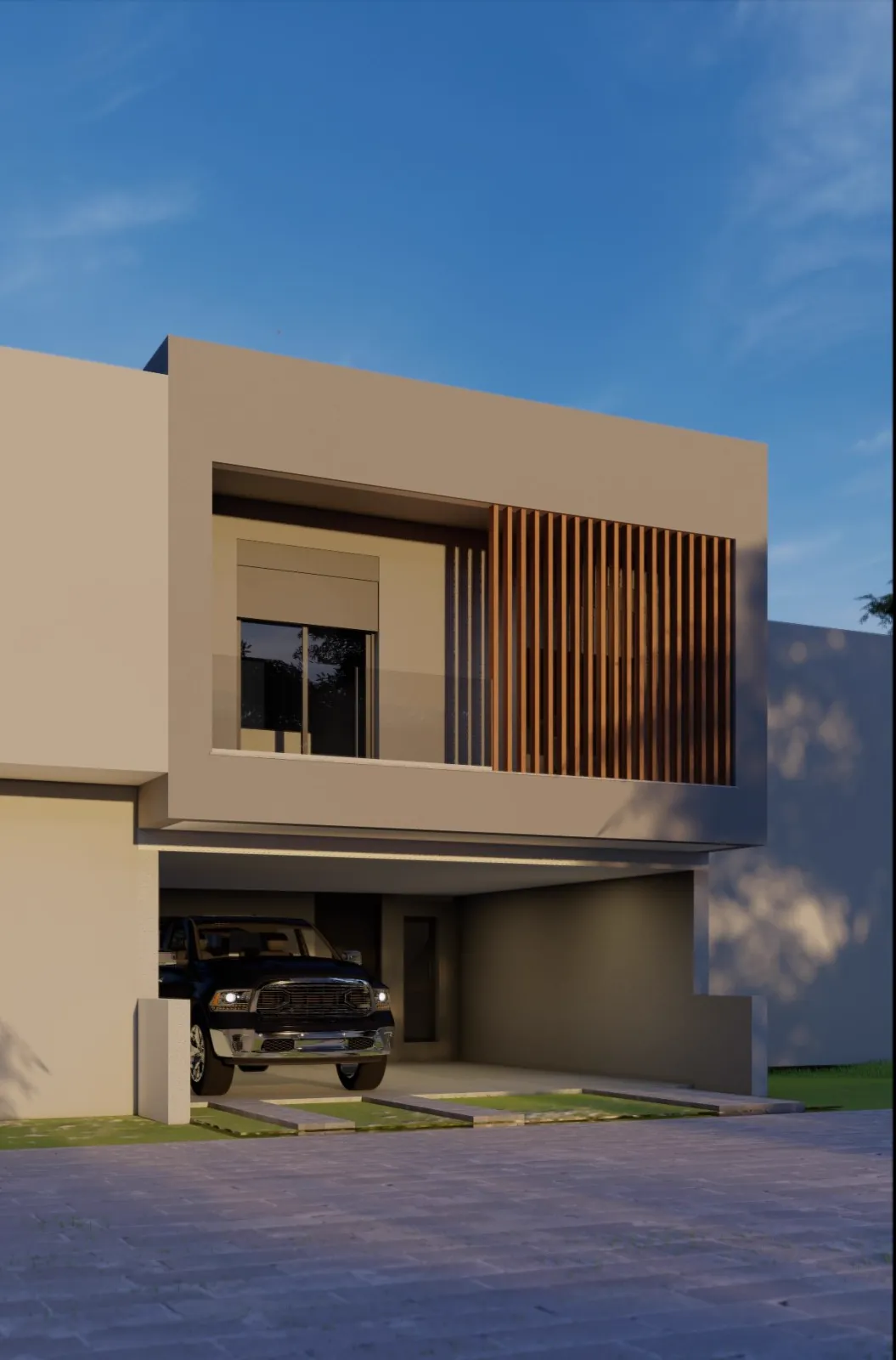Sobrado com garagem integrada — arquitetura residencial